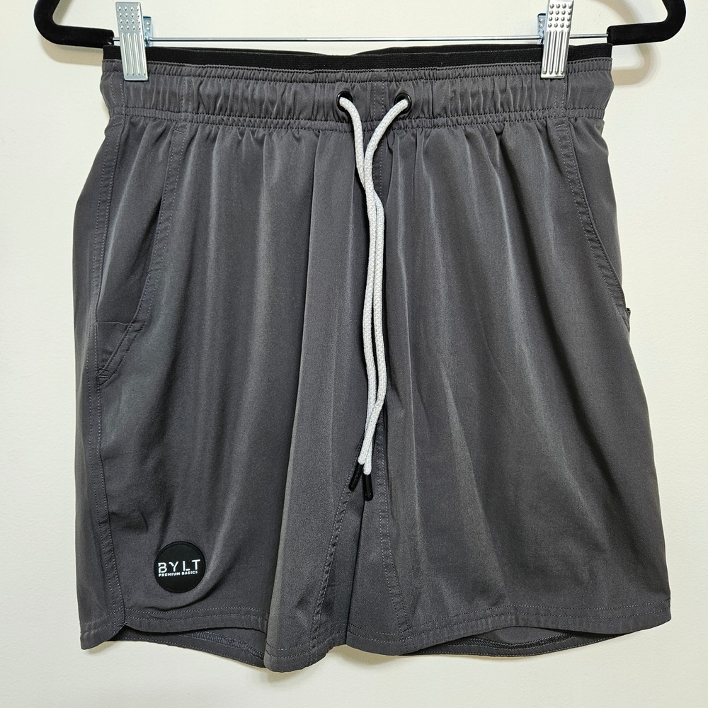 BYLT Premium Basics Mens Athletic Gym Short Gray M Drawstring Athleisure Workout